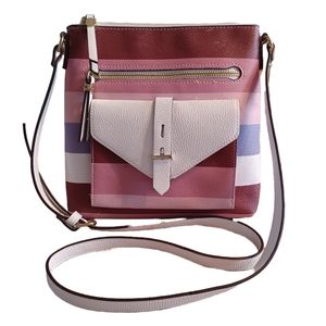 LIZ CLAIBORNE EVELYN NORTH SOUTH STRIPED CROSSBODY BAG